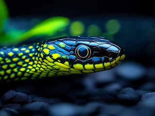 Fototapeta premium Close-up view of a vibrant venomous snake.