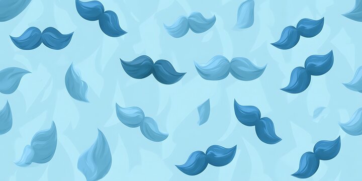 Blue Mustaches Pattern Background Design for Father's Day or Men's Fashion