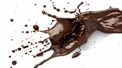 Dynamic Chocolate Splash on White Background