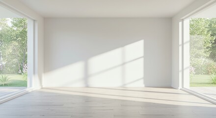Fototapeta premium Bright empty room interior with natural light