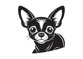 Obraz premium Chihuahua Peeking Cute Dog Silhouette Vector