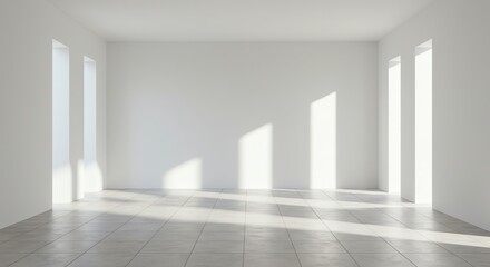 Fototapeta premium Bright empty room with tile floor