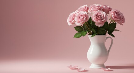Obraz premium Pink roses in a vase (1)