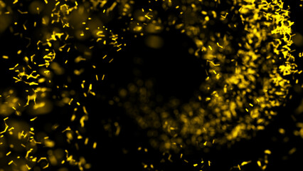Digital fire tornado texture with dots and particles on the dark background. The futuristic abstract tunnel. Big data visualization. 3D rendering.