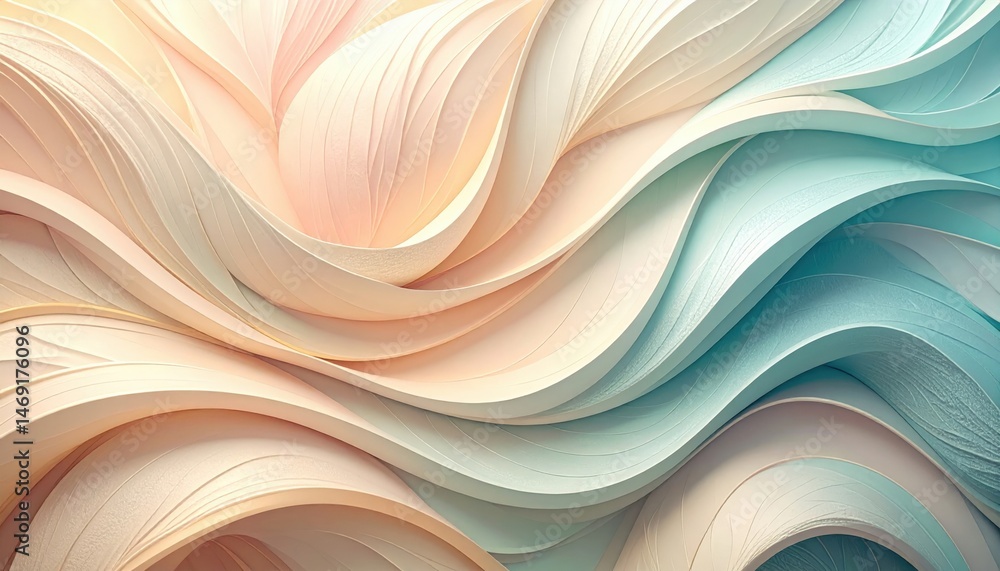 Poster flowing waves of soft colors digital abstract art calm environment artistic perspective fluid design