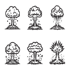 hand drawn vector illustration of nuclear fire explosion