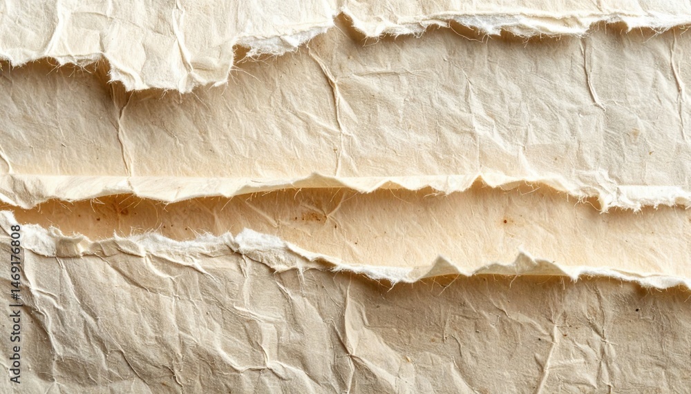 Poster textured paper layers close-up photography abstract art studio setting overhead view creative concep
