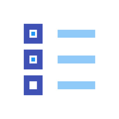 Illustration of a checklist with blue squares and rectangles on a white background in a simple style