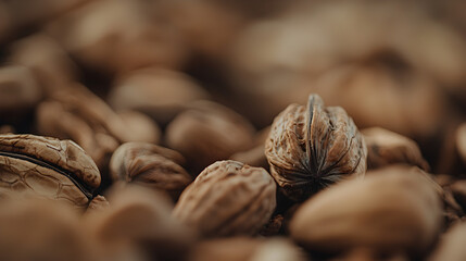 The Walnut Showcase: A stunning close-up of walnuts, capturing the intricate details of their textured shells and the rich, earthy tones.