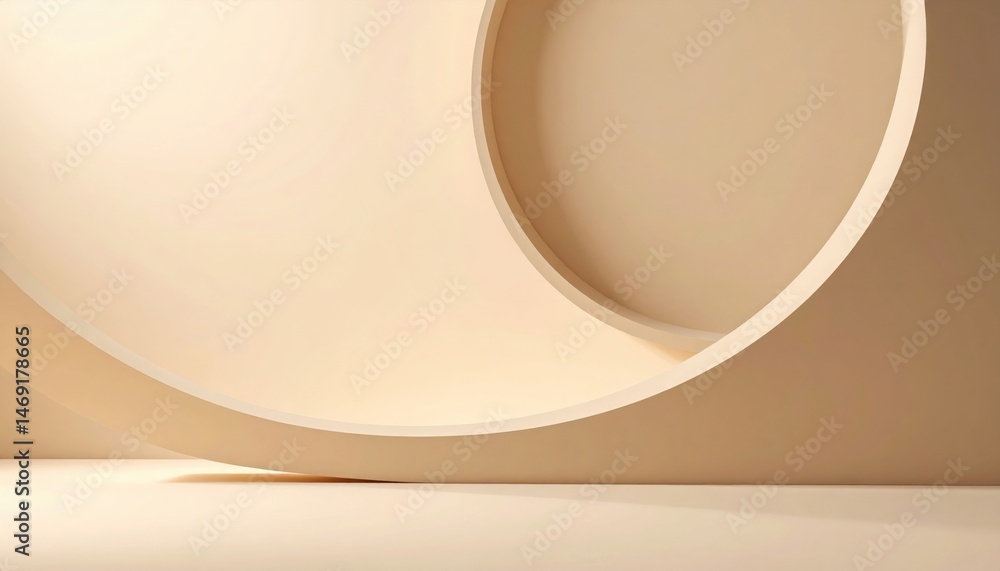 Poster circular geometric design minimalist studio abstract artwork neutral color palette close-up view mod