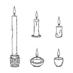 Handcrafted Candle Sketch In Detailed Line Art Illustration
