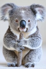 Fototapeta premium Adorable koala holding a stick