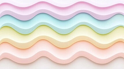 Colorful Wavy Paper Strips in Pastel Tones for Creative Backgrounds