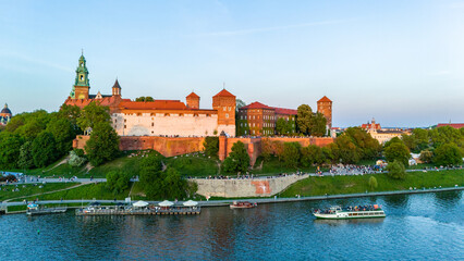 Fototapeta premium Aerial View of Wawel Castle in Cracow at Sunset