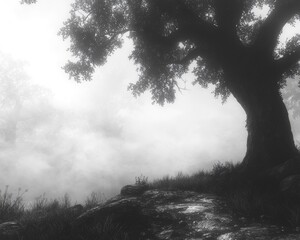Fototapeta premium Misty Forest Landscape