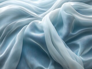 Obraz premium Light blue fabric drapes in flowing folds.