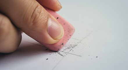 Pink Eraser Removing Pencil Marks from Paper