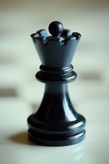 Close-up of a black chess queen