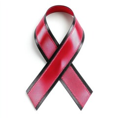 Awareness ribbon. A crimson ribbon with black borders, symbolizing solidarity and support for a cause