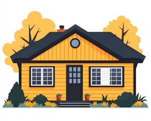 Charming yellow house with landscaping