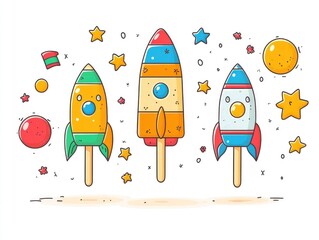 Colorful rocket ice cream treats