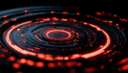 Obraz premium Abstract concentric circles, glowing red rings