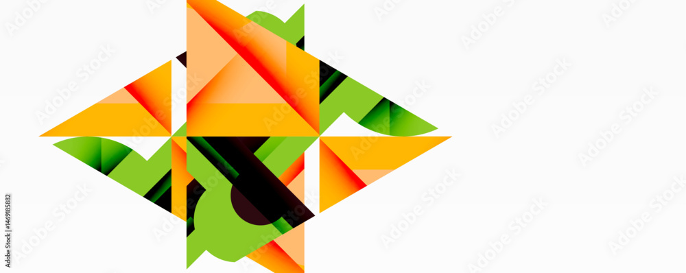 Aufkleber abstract geometric shapes overlap, creating dynamic composition. orange, green hues dominate white b
