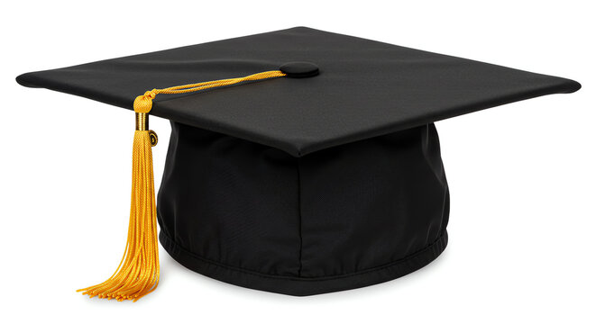 Graduation cap with golden tassel education concept