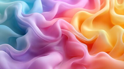 Obraz premium Vibrant, flowing, rainbow-hued fabric drapes. Soft, silky, smooth texture