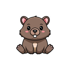 cute cartoon vector wombat isolated on the white background