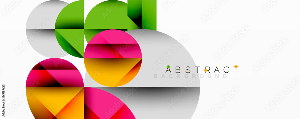Poster colorful overlapping circles create modern abstract design. bright hues blend, forming dynamic visua