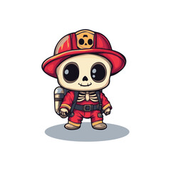 cute firefighter skull mascot vector design