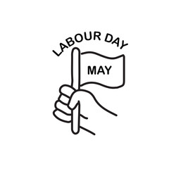 Hand holding a flag, commemorating Labour Day in May