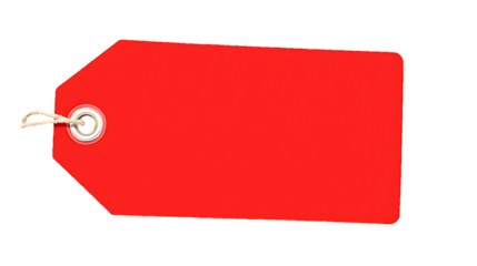 A Bright Red Tag For Merchandise or Gift Giving Purpose, on transparent background