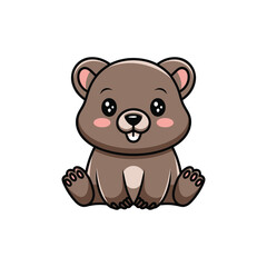 Fototapeta premium cute cartoon vector wombat isolated on the white background