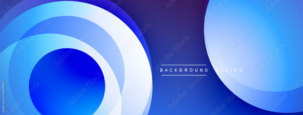Aufkleber Abstract blue design features overlapping circles, gradients. Modern aesthetic suitable for backgrounds, presentations. Simple, clean composition.