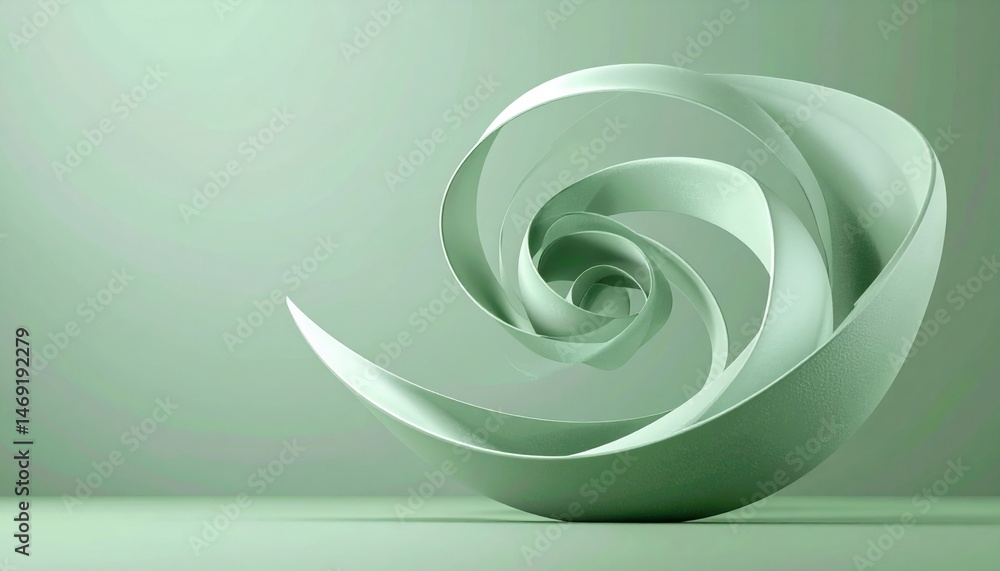 Poster dynamic spiral sculpture studio 3d art minimalist environment close-up view abstract concept for vis