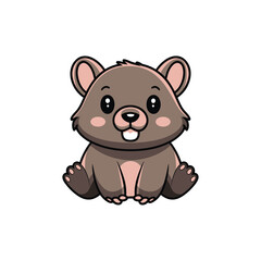 Naklejka premium cute cartoon vector wombat isolated on the white background