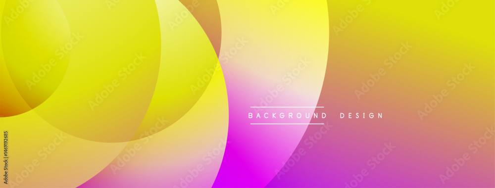 Poster Abstract colorful background. Overlapping circles create vibrant gradient effect. Yellow, orange, pink hues dominate composition. Modern design element.