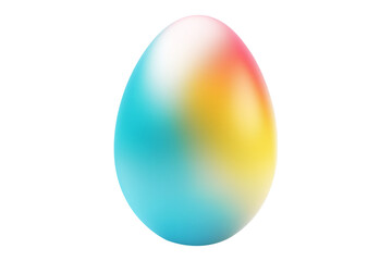 Gradient colored Easter egg with smooth transitions of blue, yellow, and pink isolated on white transparent background. Symbol of Easter celebration and festivity