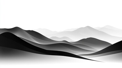 Misty mountain range, monochrome landscape
