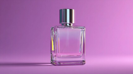 Empty Transparent Perfume Bottle Mockup on Seamless Background