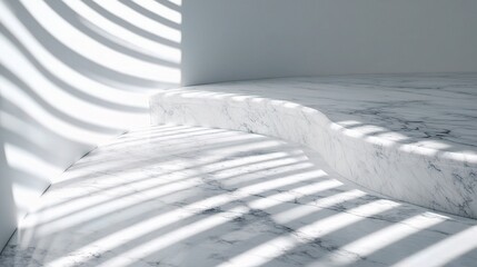 Curved Marble Slab Casting Shadows from Window Blinds