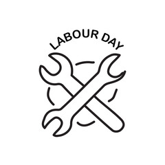 Labour Day graphic with crossed wrenches