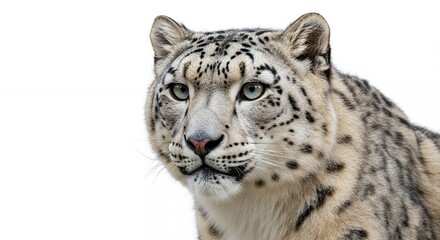 Fototapeta premium Majestic Snow Leopard Portrait with Intense Gaze and Detailed Markings