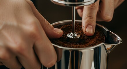 Making Coffee with a French Press: A Close-Up View of the Brewing Process