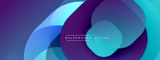 Abstract fluid shapes overlap. Purple, blue hues dominate design. Modern aesthetic, gradient effect creates depth. Minimalist composition.