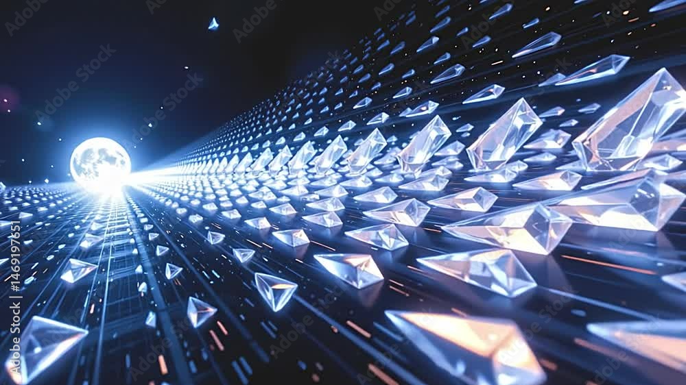 Poster illuminating crystalline structures journey cosmic space 3d visual art digital environment perspecti