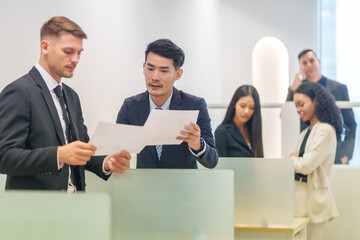 multiracial company employee working in office workers,talking,discussion,consultation,concept business people,occupation,jobs