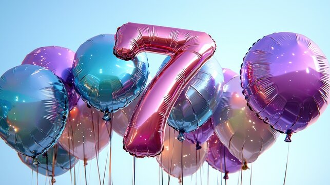 Colorful bunch of foil balloons for celebration